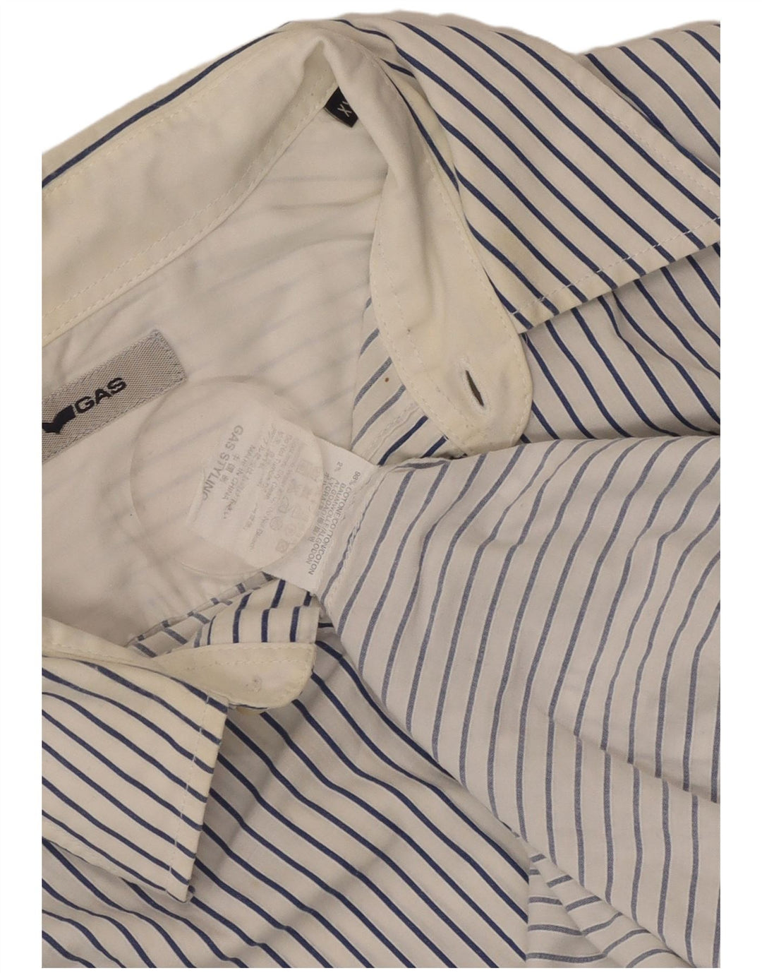 Camisa masculina Gas 2XL algodão listrado branco