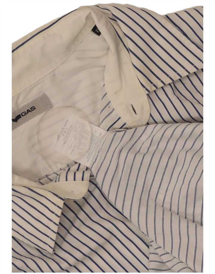 Camisa masculina Gas 2XL algodão listrado branco