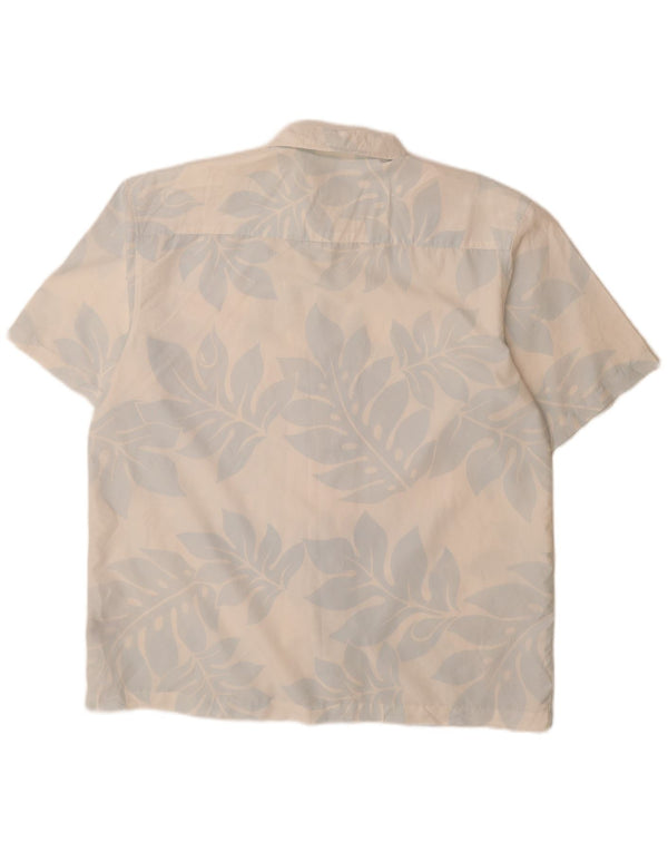 Camisa masculina Quiksilver de manga curta grande branca floral polinosica