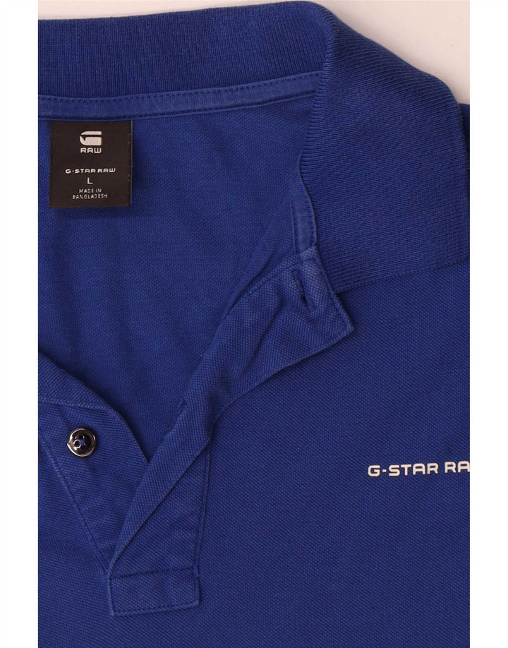 Camisa polo masculina G-Star Raw grande algodão azul