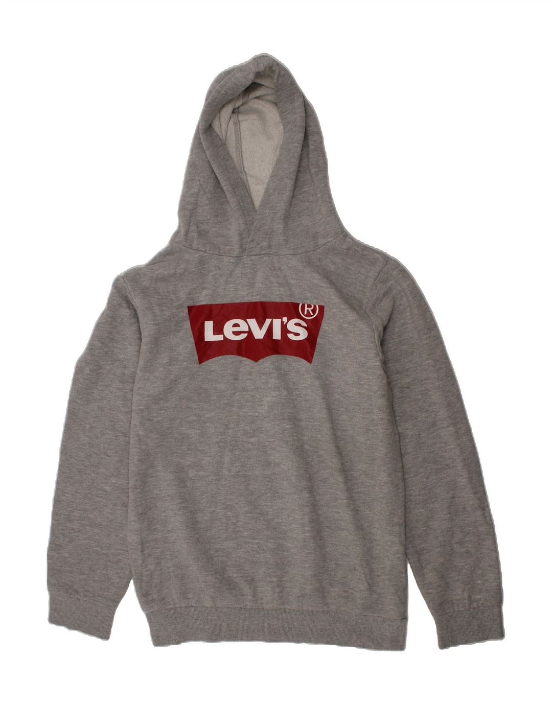 LEVI'S Boys Graphic Hoodie Jumper 13-14 Years XL Grey Cotton Vintage Levi's and Second-Hand Levi's from Messina Hembry 
