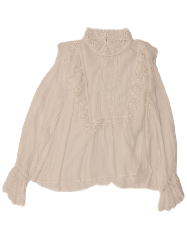 Blusa feminina de manga comprida Eri + Ali UK 14 viscose branca média