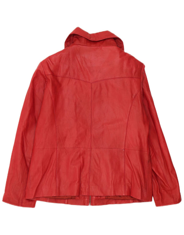 Jaqueta de couro feminina Julia S. Roma UK 18 XL couro vermelho
