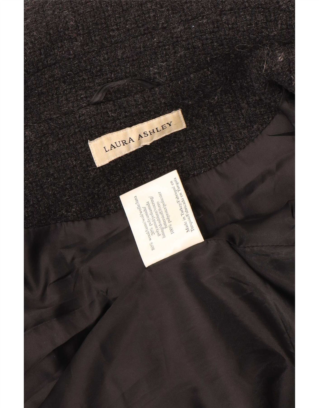 Sobretudo feminino Laura Ashley Reino Unido 12 lã cinza médio