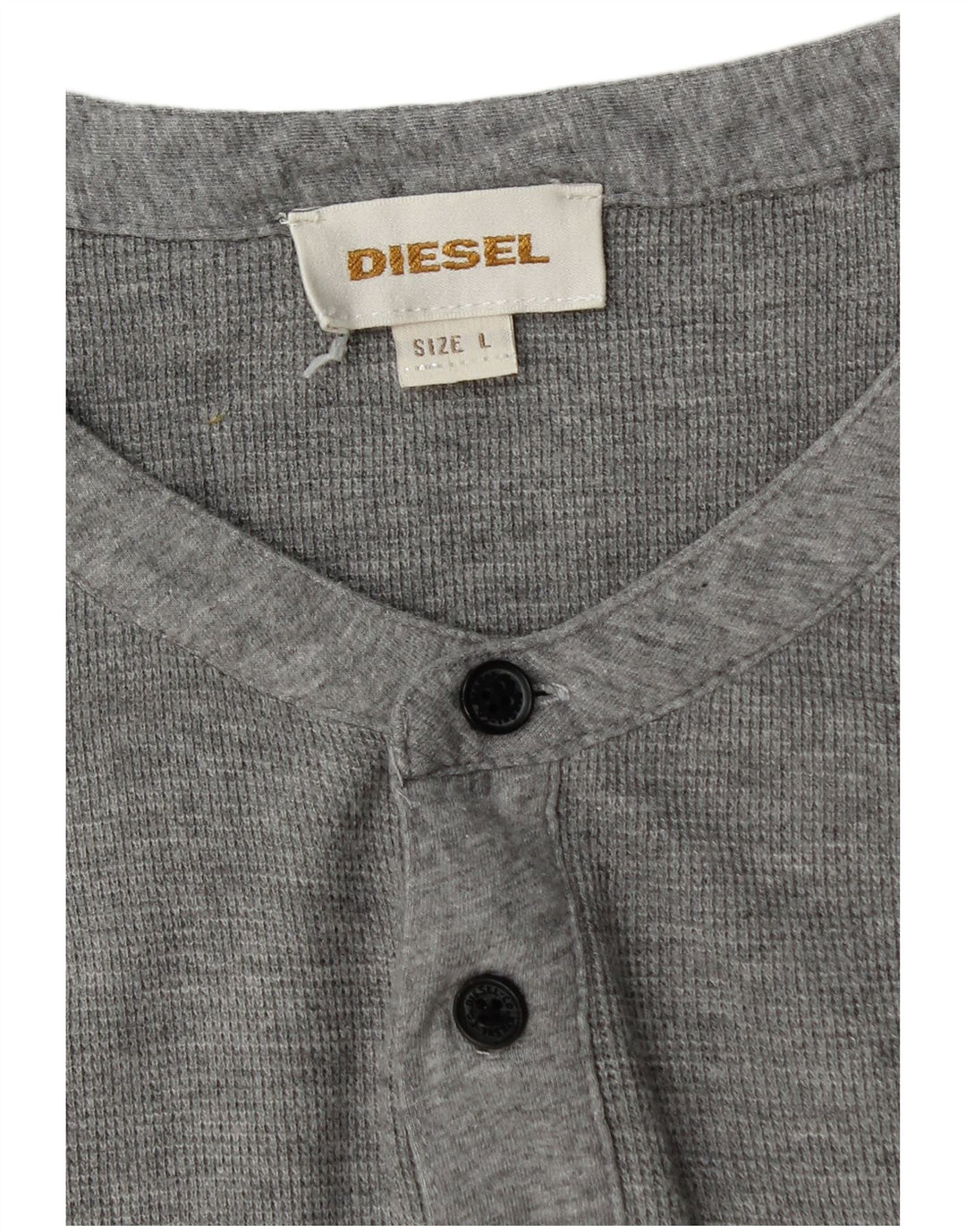 Diesel Mens Graphic Top Manga Longa Grande Algodão Cinza