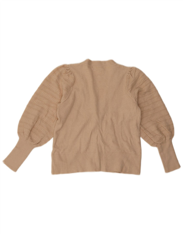 Suéter cardigã feminino Marks & Spencer Reino Unido 12 viscose bege médio