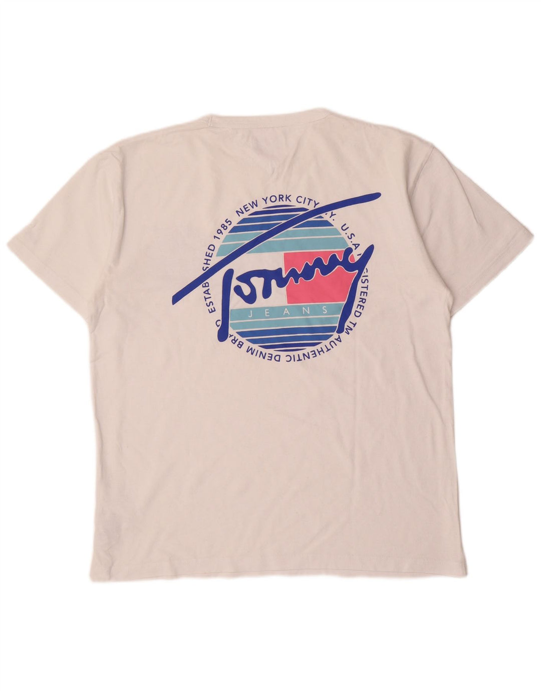 Camiseta masculina TOMMY HILFIGER com estampa gráfica grande de algodão branco