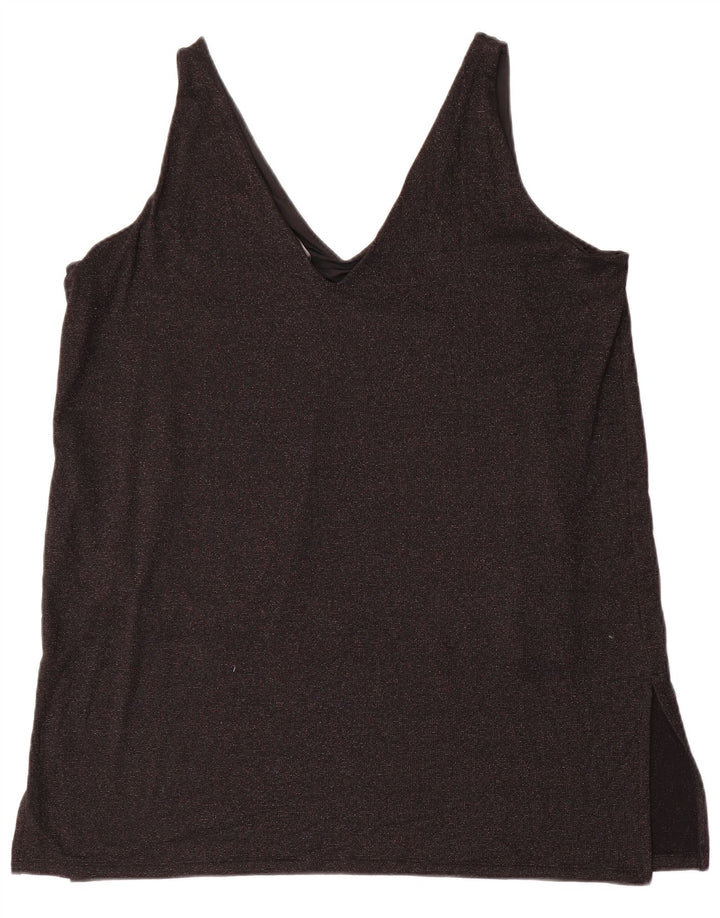 Blusa feminina sem mangas Marks & Spencer UK 20 2XL viscose preta