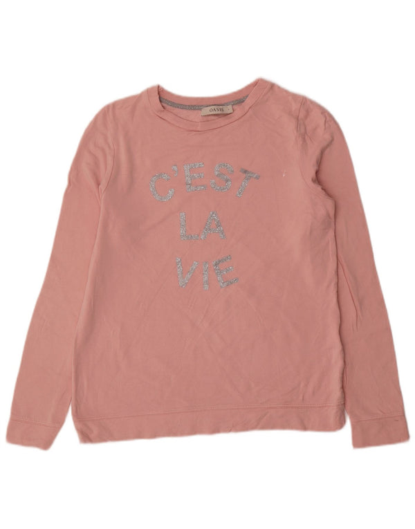 Suéter gráfico feminino Oasis UK 10 pequeno viscose rosa