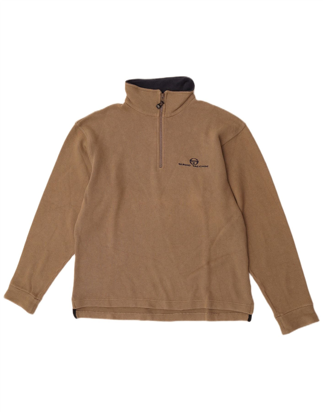 Sergio Tacchini moletom masculino com zíper e gola alta algodão bege médio