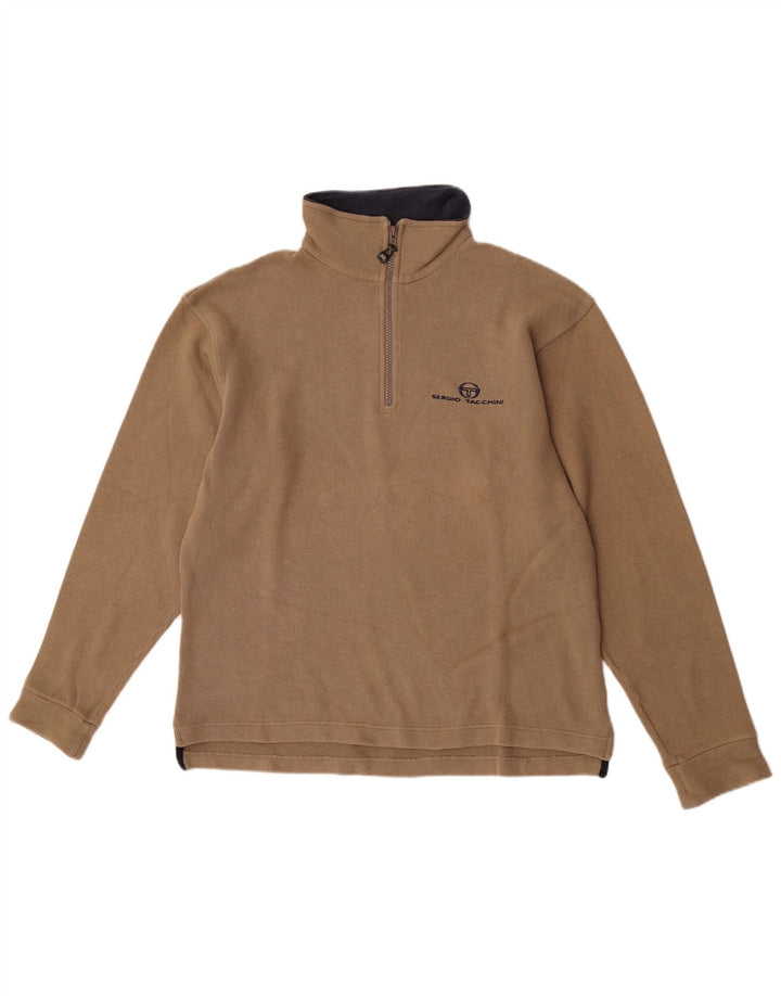 Sergio Tacchini moletom masculino com zíper e gola alta algodão bege médio