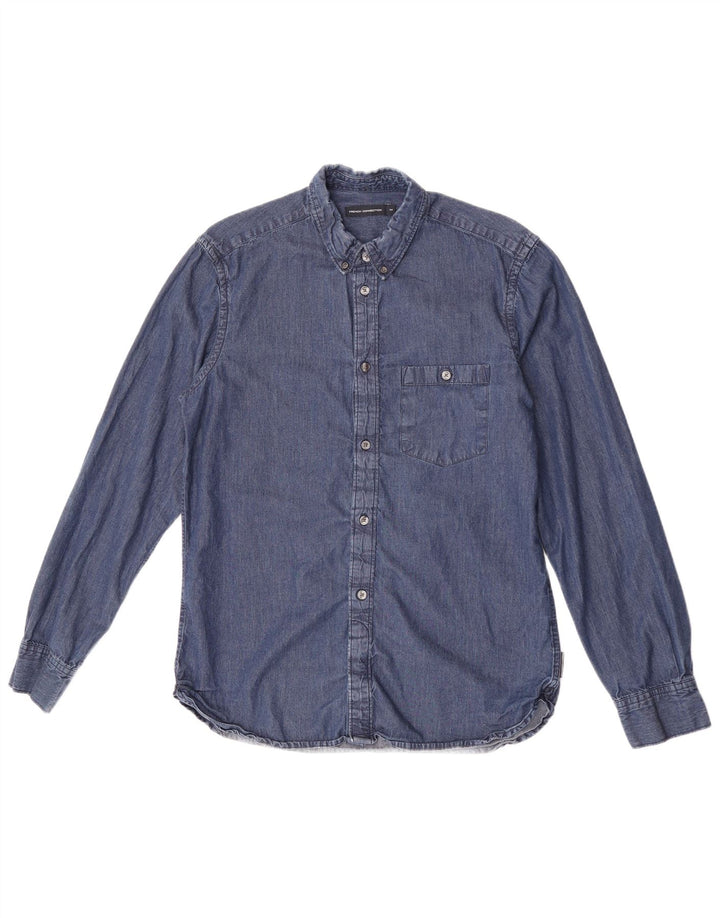 Camisa jeans masculina French Connection algodão azul médio