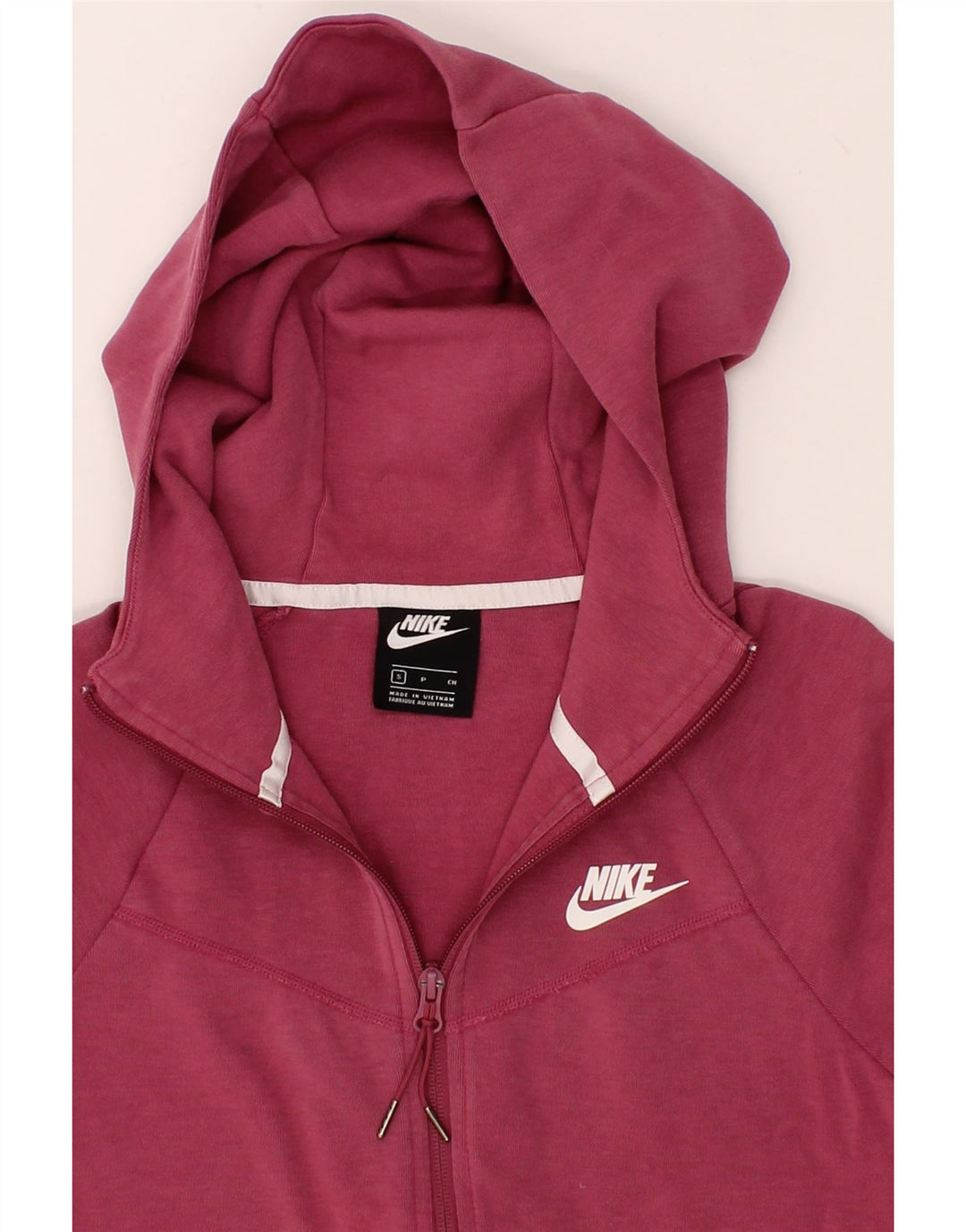 NIKE Womens Zip Hoodie Sweater UK 10 Small Red Cotton Vintage Nike and Second-Hand Nike from Messina Hembry 