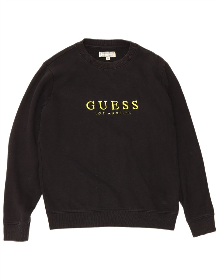 Guess moletom masculino gráfico jumper pequeno algodão preto