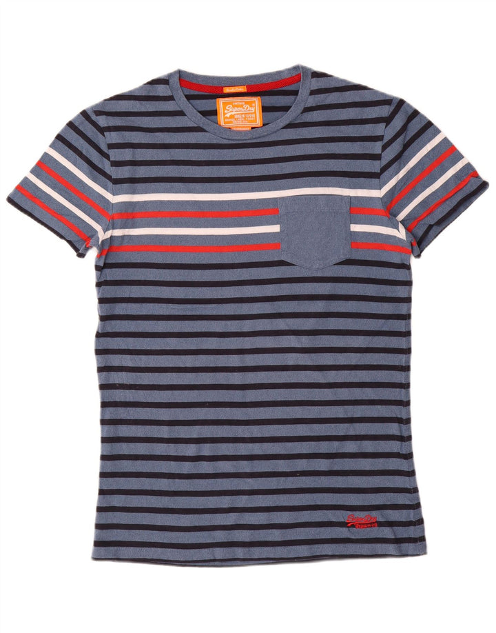 Camiseta masculina Superdry Top médio algodão listrado azul marinho