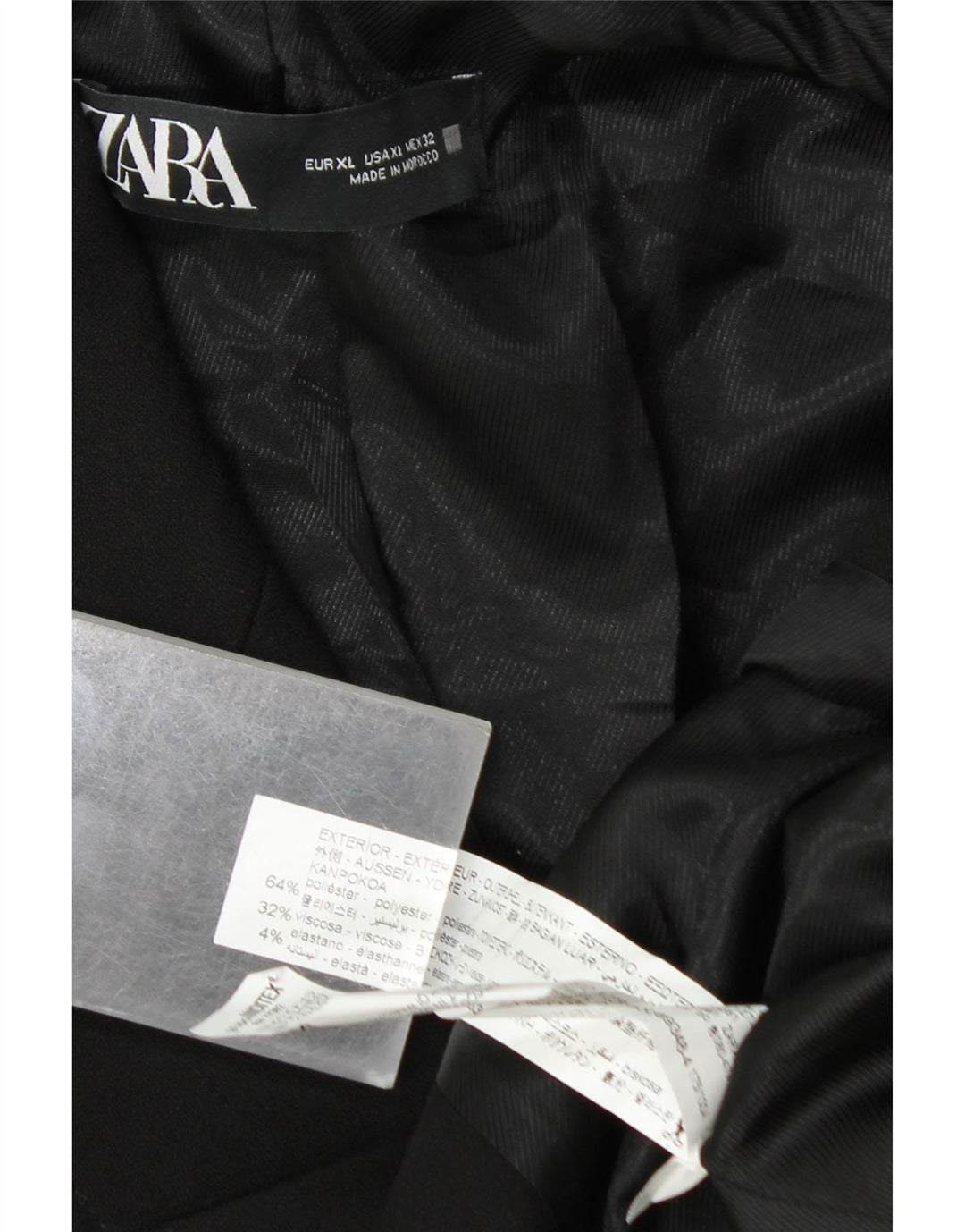 Jaqueta blazer feminina ZARA com peito duplo Reino Unido 18 XL preto poliéster