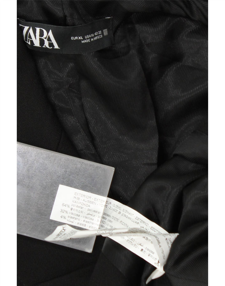 Jaqueta blazer feminina ZARA com peito duplo Reino Unido 18 XL preto poliéster