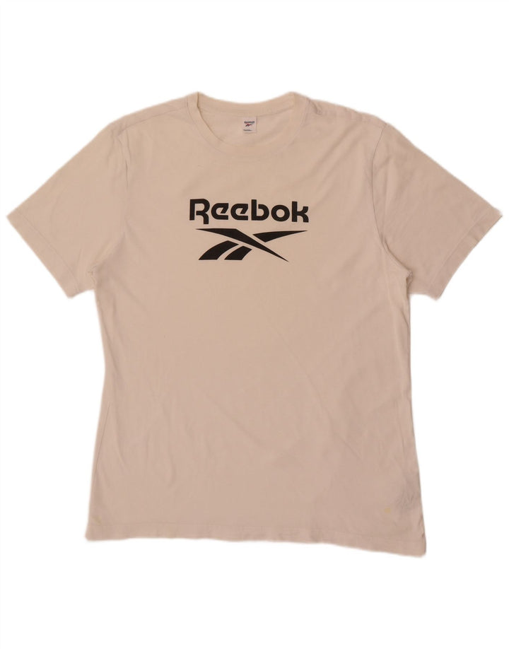 Camiseta gráfica masculina Reebok Top médio algodão branco
