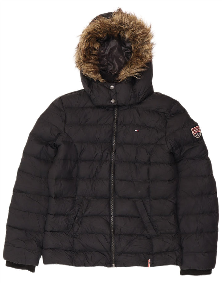 Jaqueta acolchoada com capuz feminina TOMMY HILFIGER Reino Unido 16 grande poliéster preto