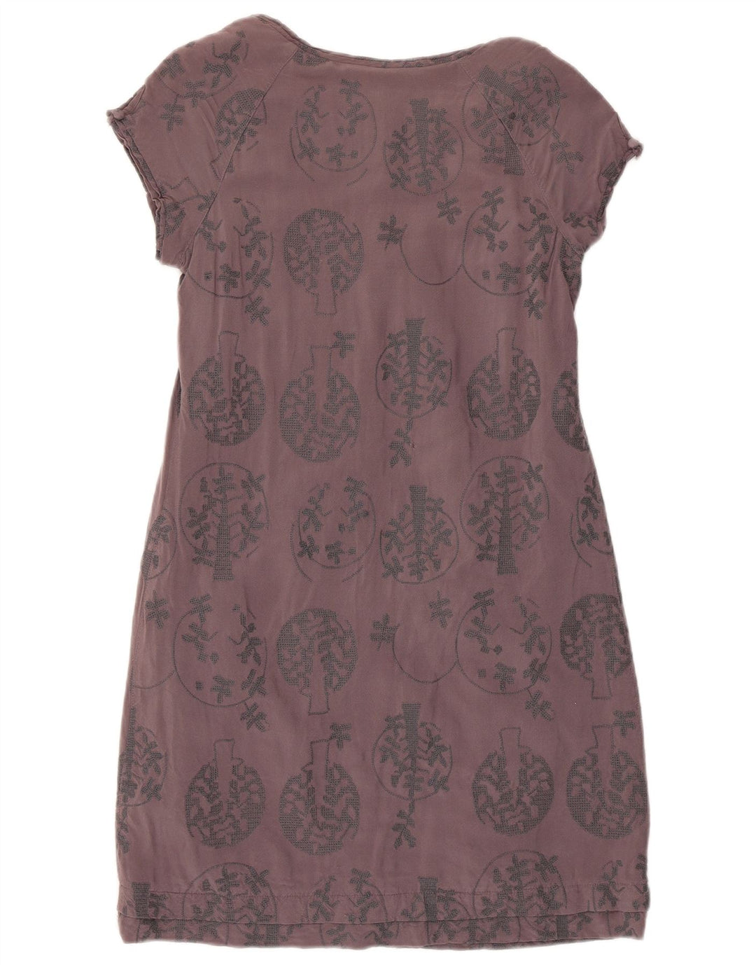 Vestido bainha feminino White Stuff Reino Unido 10 viscose floral cinza pequena