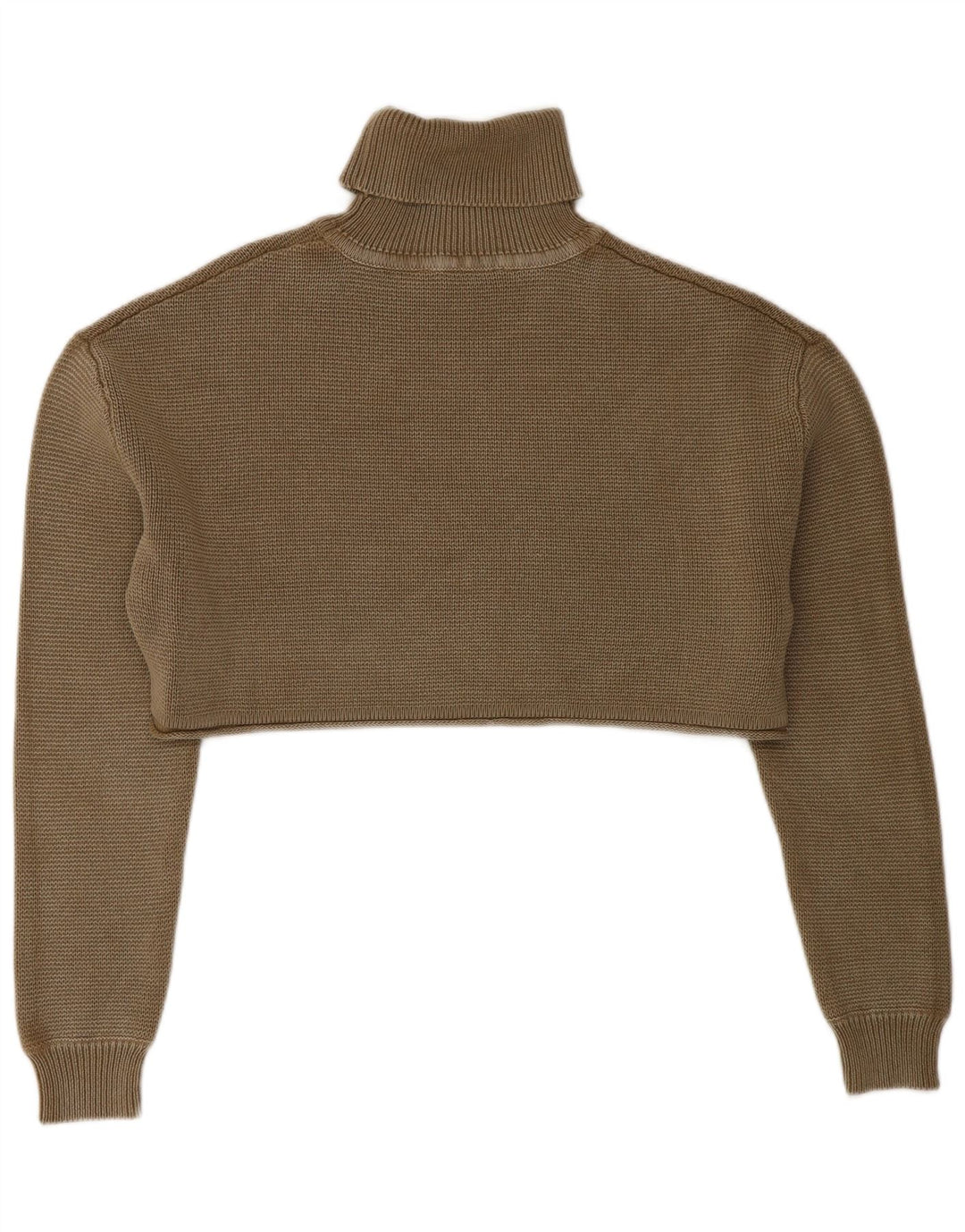 Zara Suéter feminino cropped oversized com gola redonda Reino Unido 10 pequeno cáqui