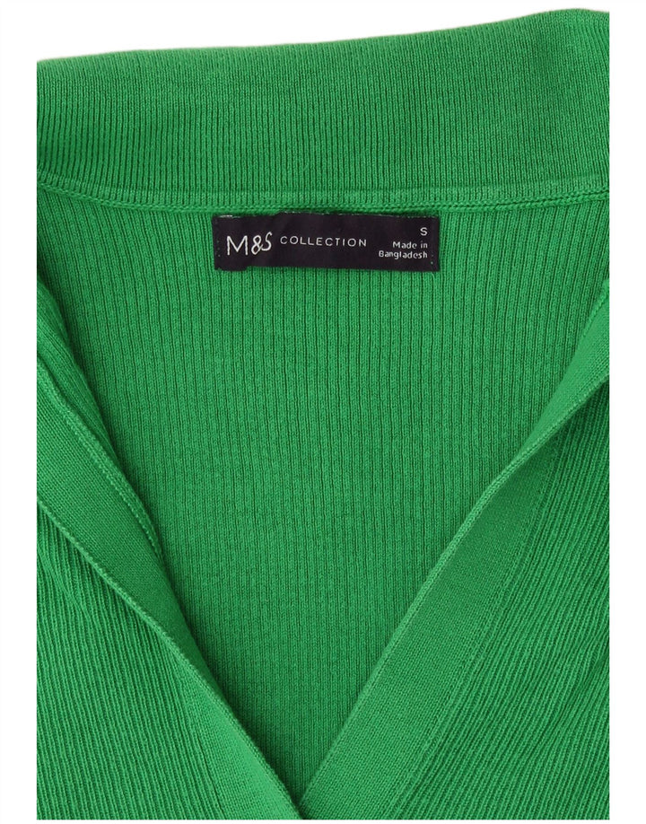 Camisa polo feminina de malha Marks & Spencer Reino Unido 8 pequena verde