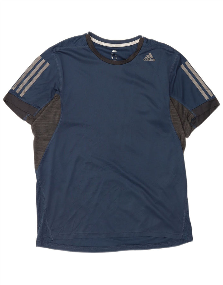Camiseta Adidas Masculina Climacool Top Grande Listrado Azul Marinho Poliéster