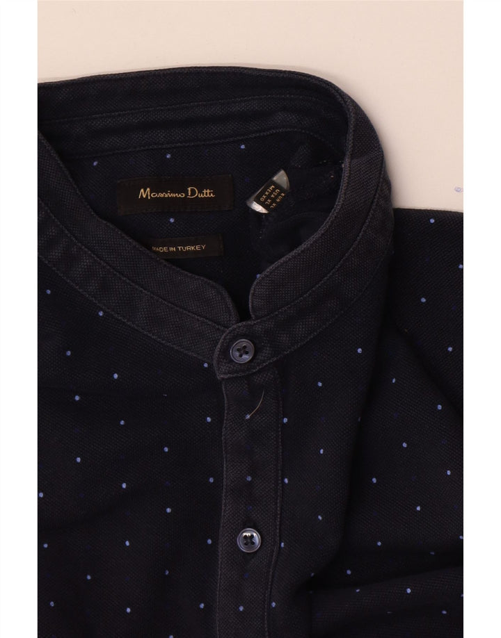 Camisa polo masculina Massimo Dutti XL azul marinho manchado