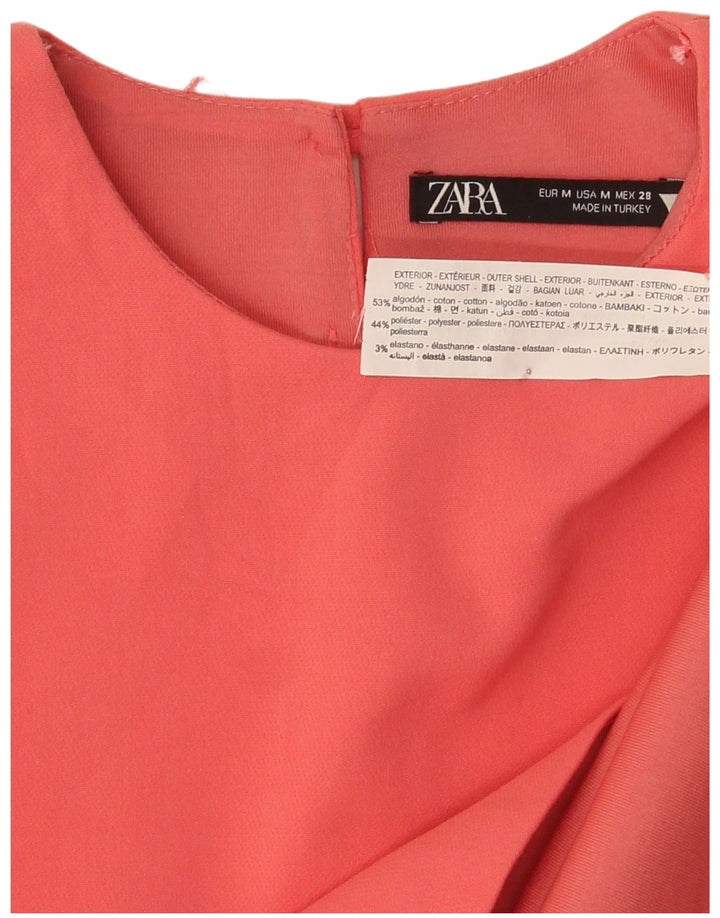 Zara Top curto feminino sem mangas UK 12 algodão rosa médio