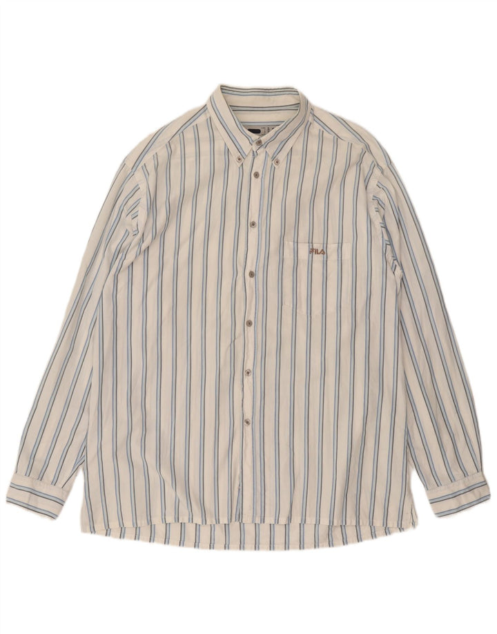 Camisa masculina Fila XL algodão listrado branco