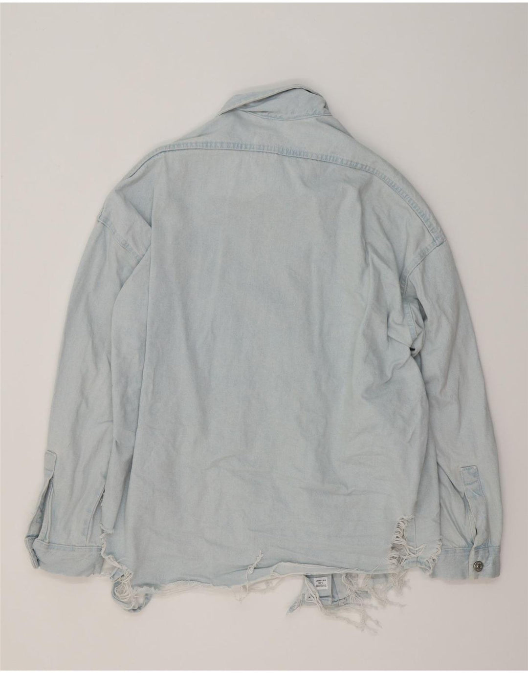 Camisa jeans oversized feminina ZARA Reino Unido 10 algodão azul pequeno