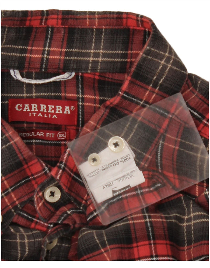 Camisa masculina de flanela CARRERA regular fit 2XL algodão xadrez vermelho