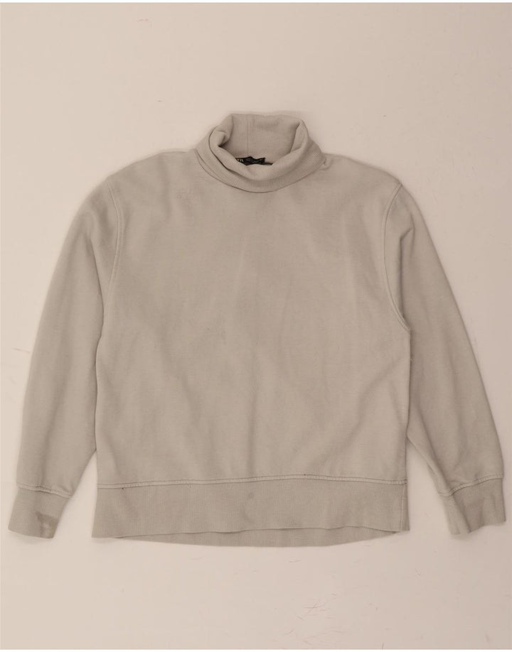 ZARA Womens Roll Neck Sweatshirt Jumper UK 14 Medium Grey Cotton Vintage Zara and Second-Hand Zara from Messina Hembry 