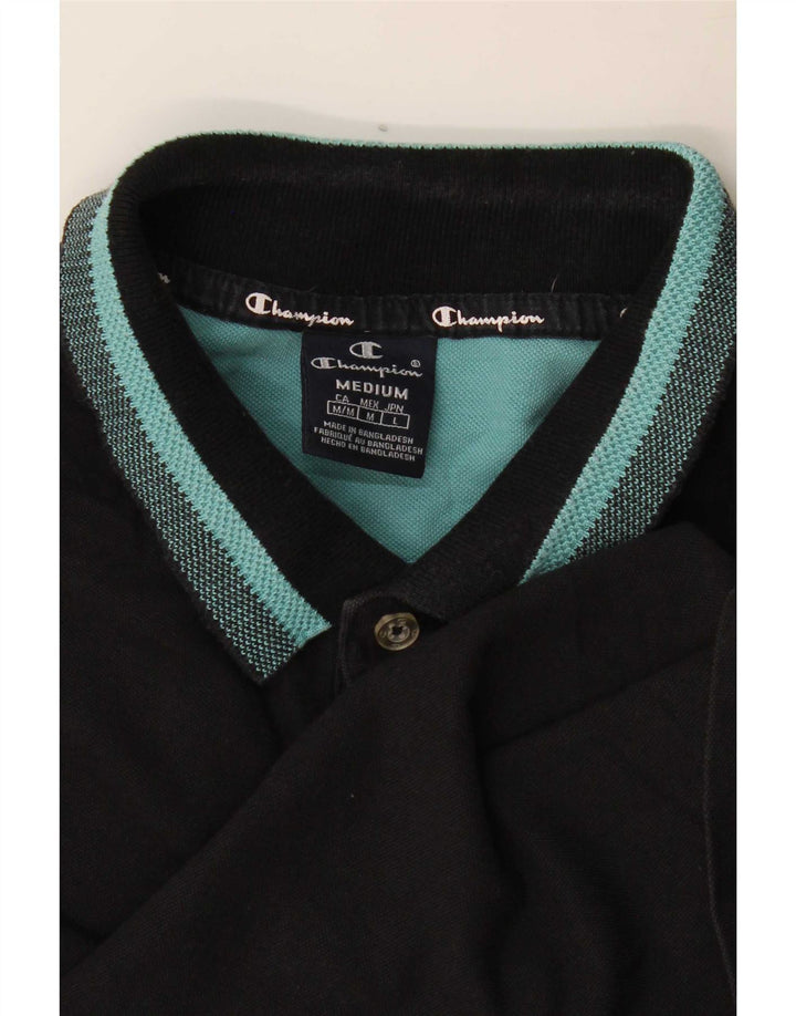 Camisa polo masculina Champion média preta listrada