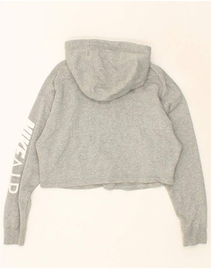 NIKE Womens Crop Graphic Zip Hoodie Sweater UK 14 Medium Grey Cotton Vintage Nike and Second-Hand Nike from Messina Hembry 