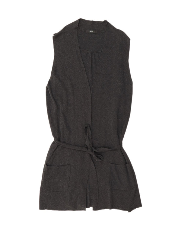Suéter cardigã feminino sem mangas com palangre Marks & Spencer Reino Unido 20 2XL cinza