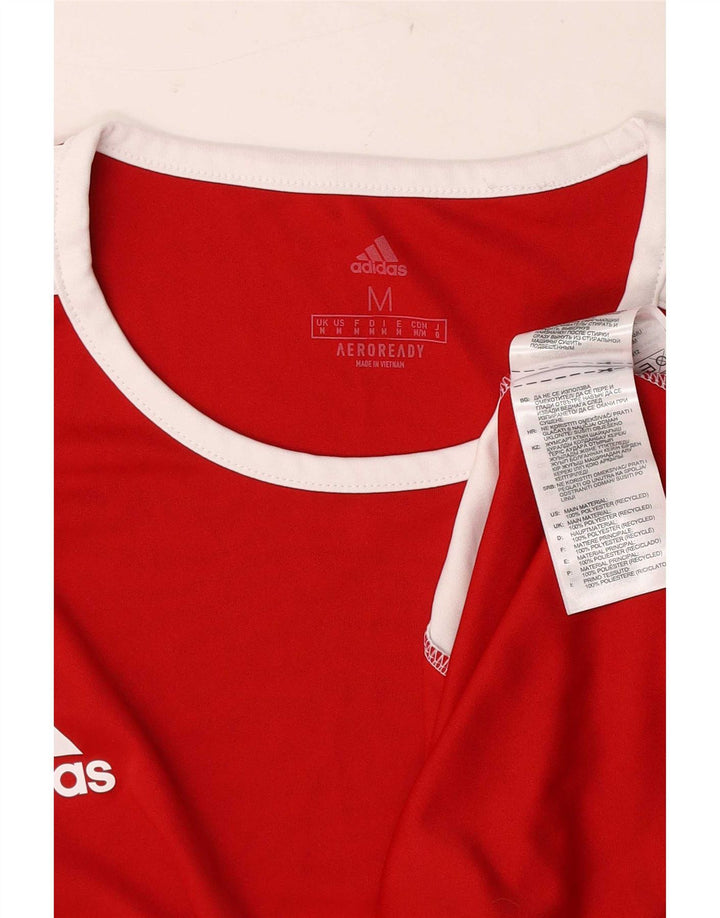 Adidas Mens Aeroready Camiseta Top Médio Vermelho Colorblock Poliéster