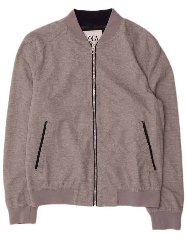 Jaqueta bomber masculina Zara UK 40 poliéster cinza grande
