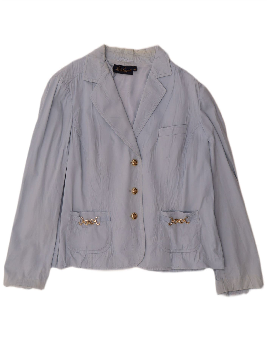 Luisa Spagnoli Jaqueta blazer feminina de 3 botões IT 48 XL algodão azul