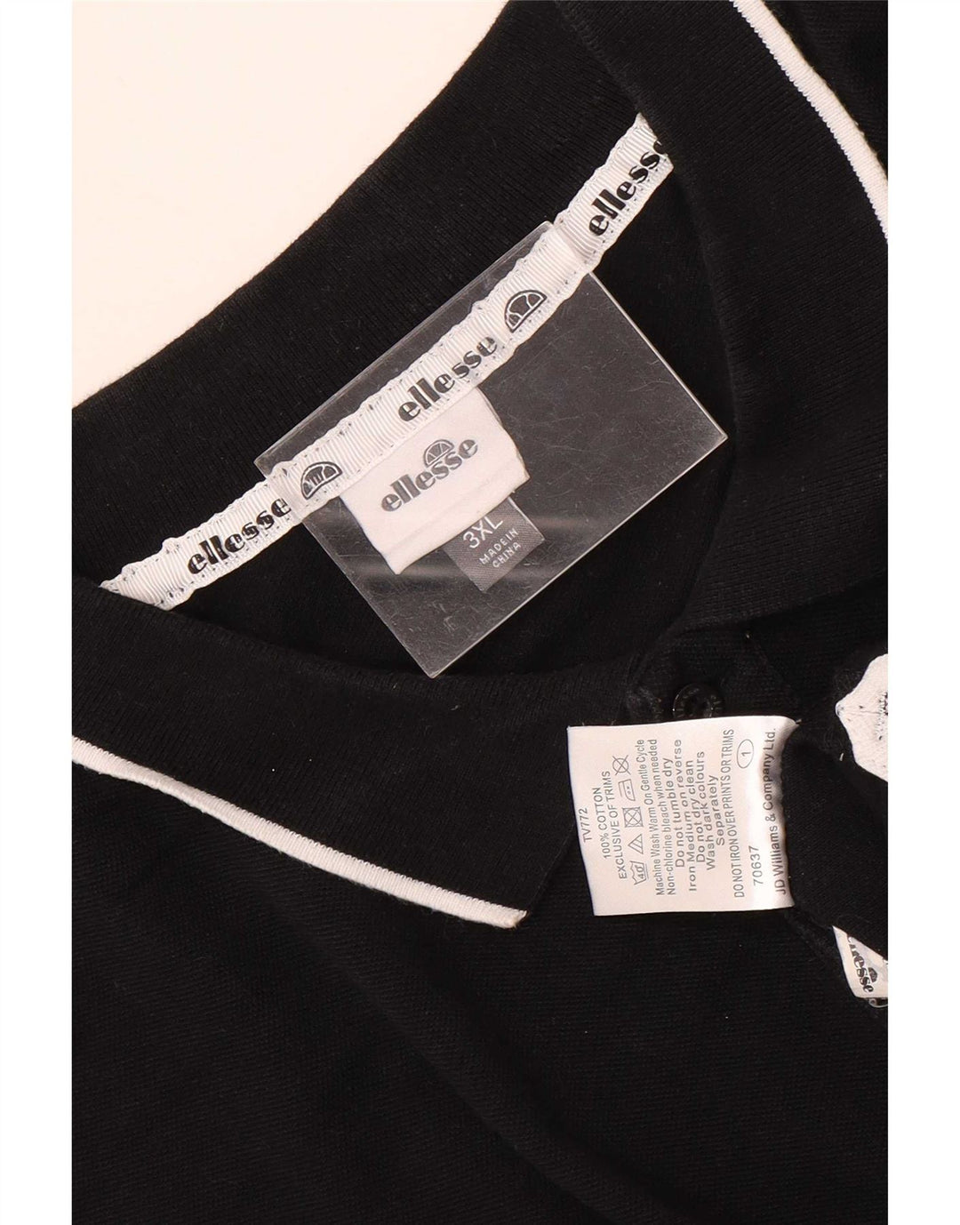 Camisa polo masculina Ellesse 3XL algodão preto