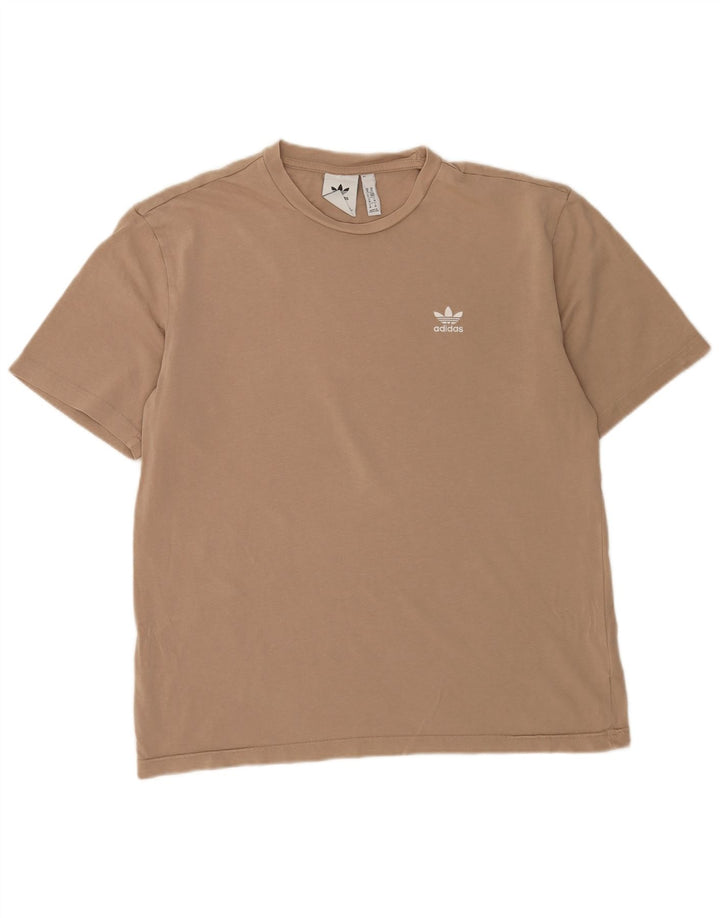 Adidas Mens Graphic T-Shirt Top Médio Algodão Bege