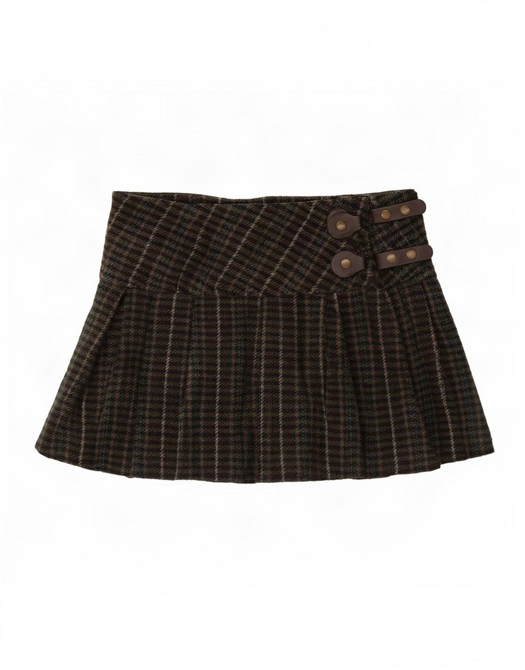 Mini saia plissada feminina PEPE Jeans pequena W30 cáqui houndstooth poliéster
