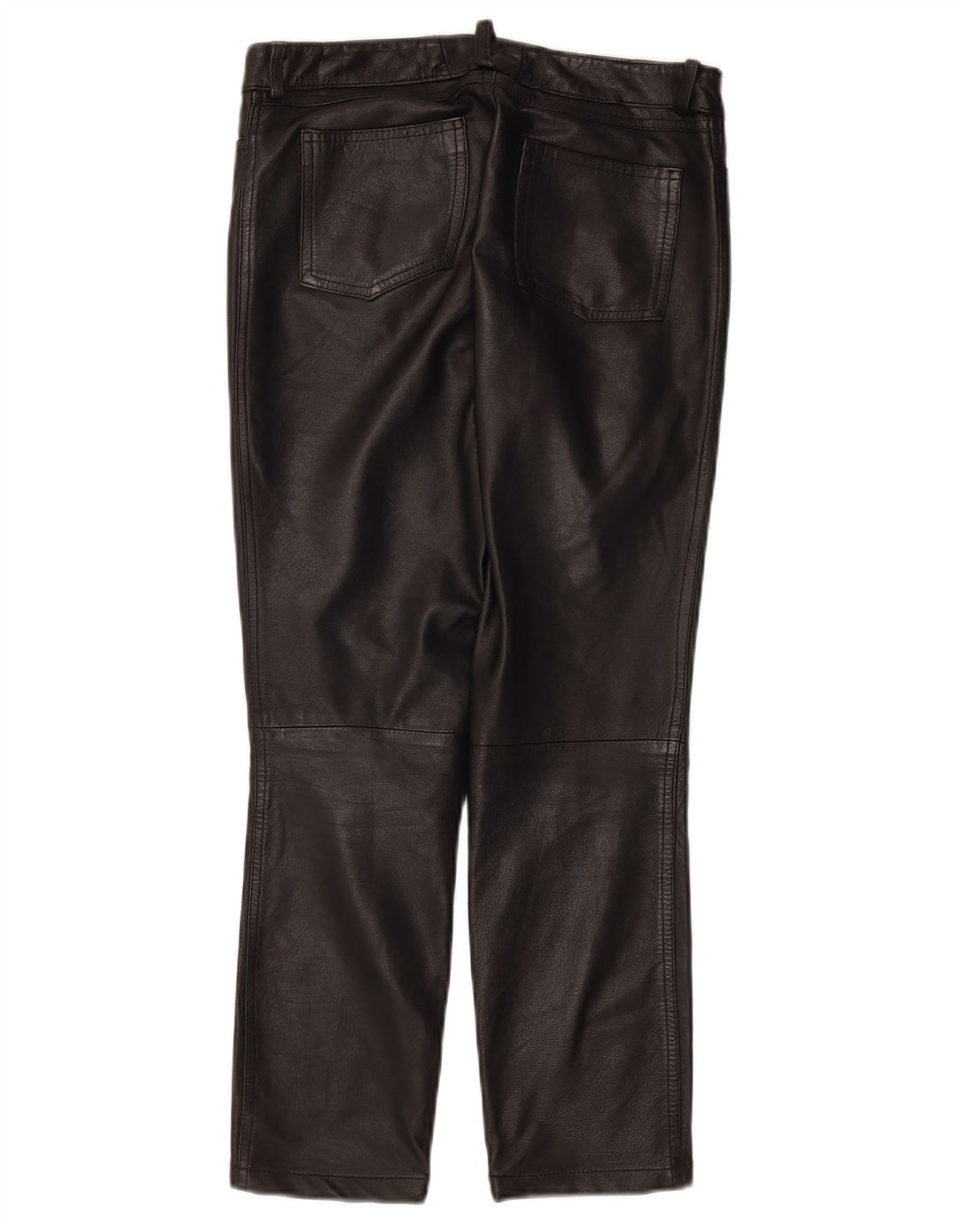 Calça feminina de couro Zen EU 38 médio W28 L26 couro preto