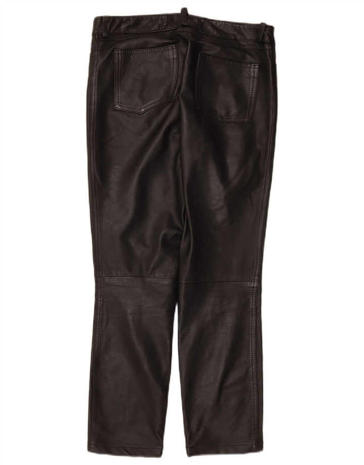 Calça feminina de couro Zen EU 38 médio W28 L26 couro preto