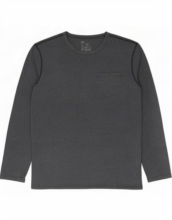 Gap Mens Top manga comprida pequeno algodão manchado cinza