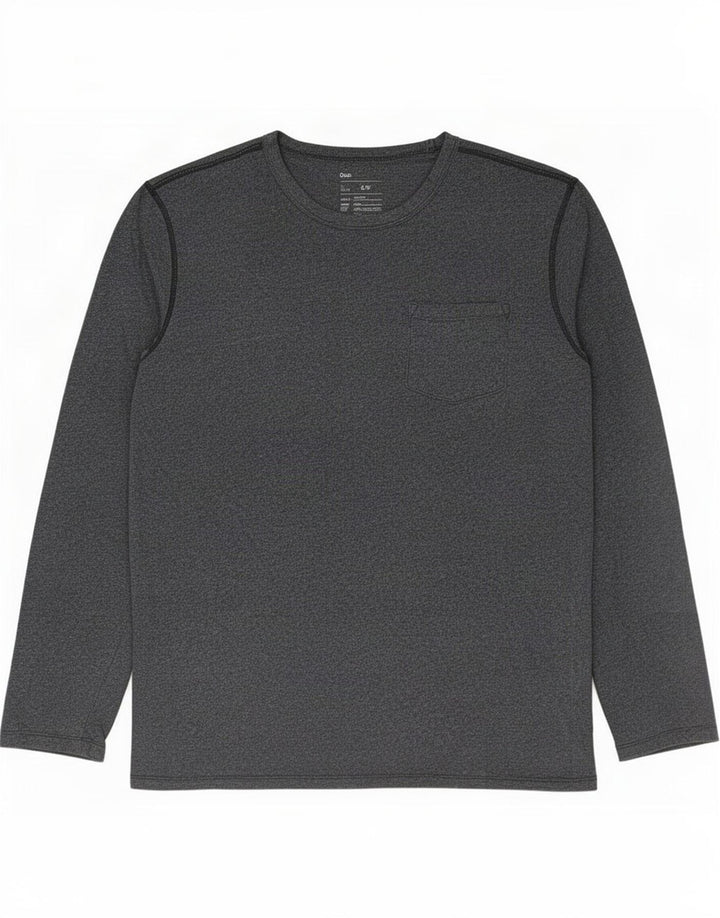 Gap Mens Top manga comprida pequeno algodão manchado cinza
