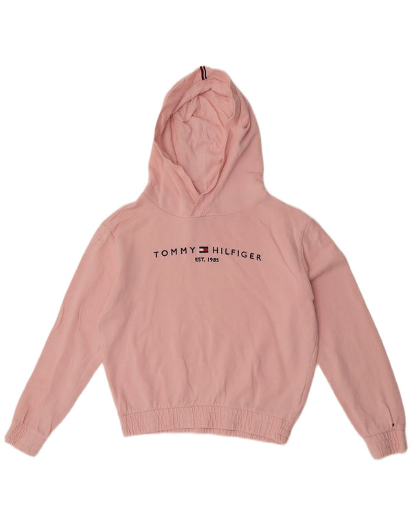 Suéter com capuz gráfico Tommy Hilfiger para meninas 13-14 anos algodão rosa