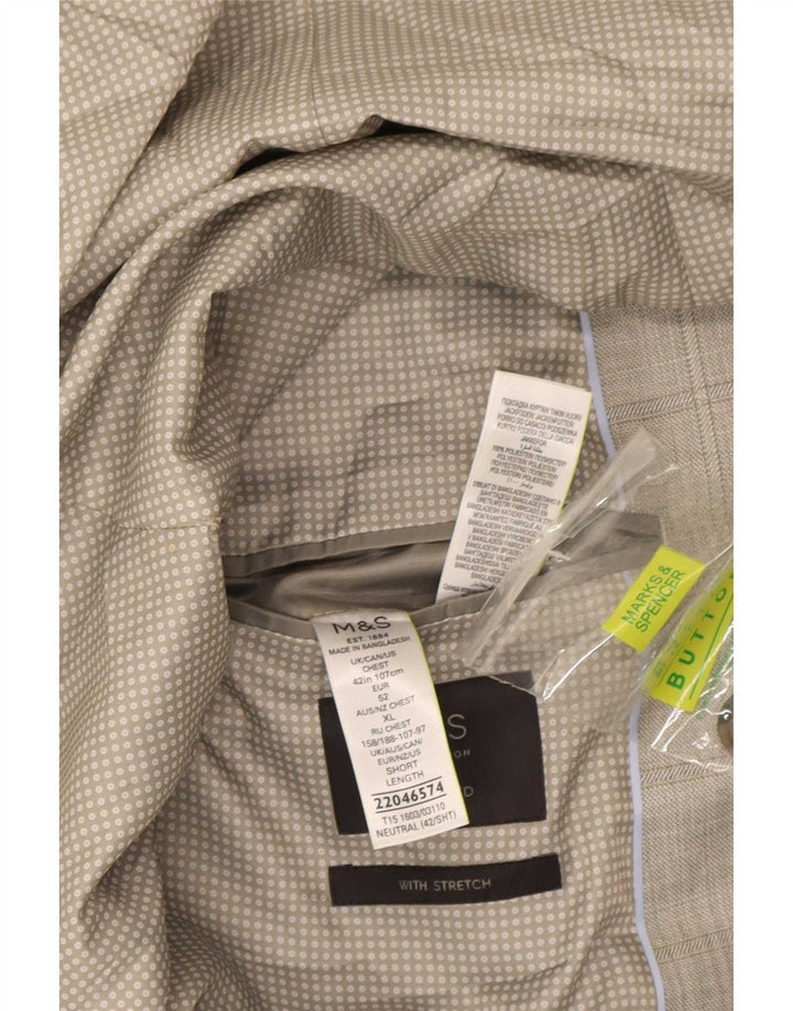 Jaqueta blazer masculina sob medida de 2 botões da Marks & Spencer Reino Unido 42 xadrez cinza grande