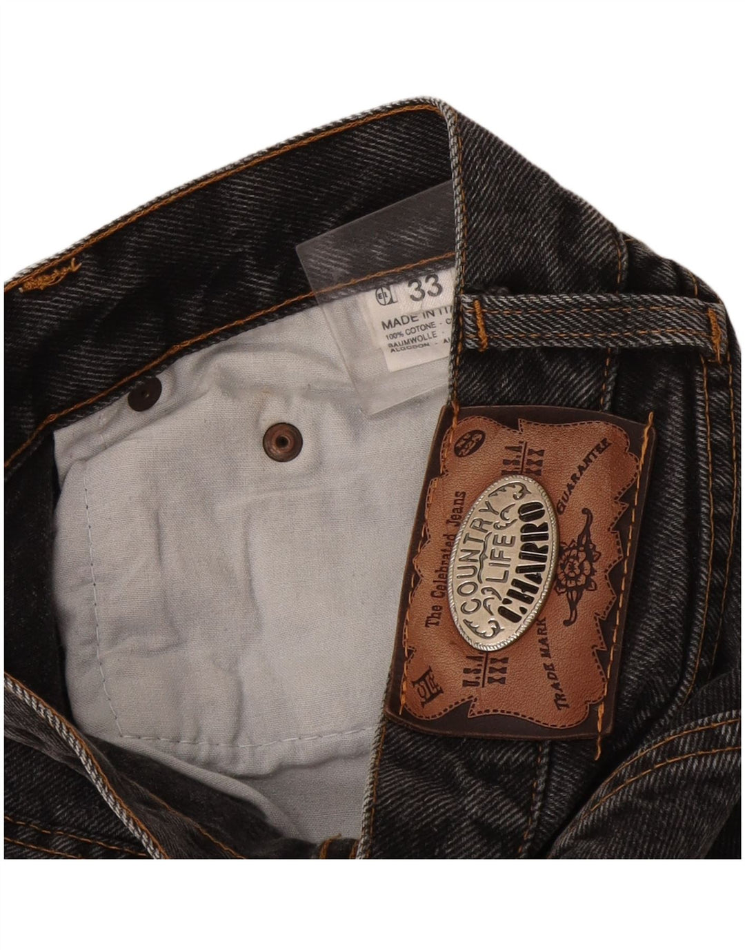 Charro Mens Straight Jeans W33 L29 Algodão Cinza