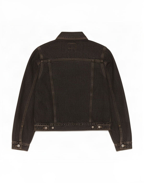 Jaqueta jeans feminina Calvin Klein Jeans cortada Reino Unido 14 algodão preto médio